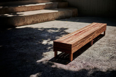 Close-up of empty bench on table