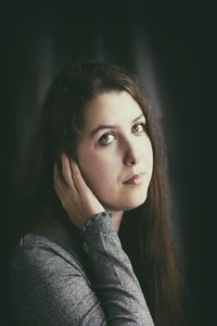 Close-up portrait of a beautiful young woman