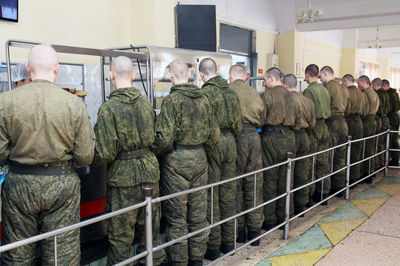 Rear view of people in traditional clothing