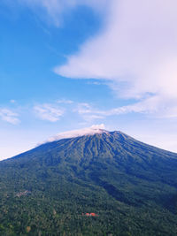 Scenic view of mountains against cloudy sky