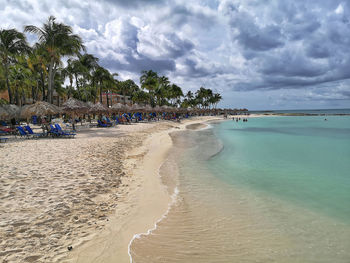 Scenic view of beach against sky