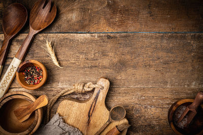 High angle view of food on table