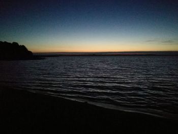 Scenic view of sea against clear sky at sunset