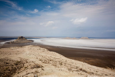 Scenic view of beach against sky