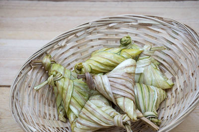 High angle view of vegetables in basket