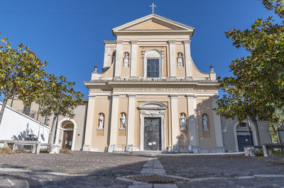 Low angle view of building against clear sky