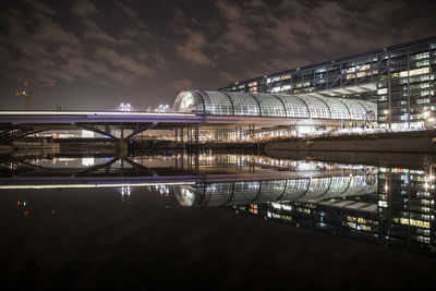 View of bridge at night