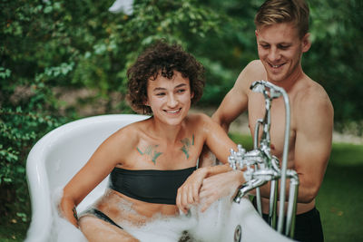 Portrait of a smiling young couple