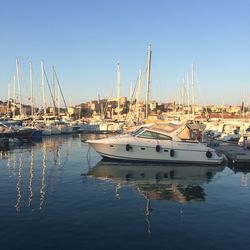 Boats in harbor