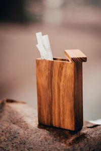 Close-up of wood on wooden table