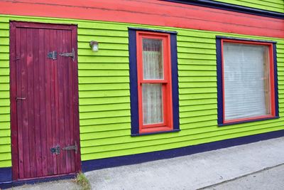 Closed door of building