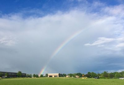 Scenic view of rainbow against sky