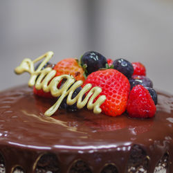 Close-up of dessert on table