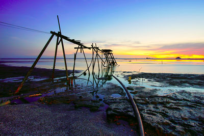 Scenic view of sea against sky at sunset