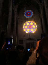 Low angle view of illuminated temple