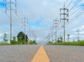 Surface level of road against sky