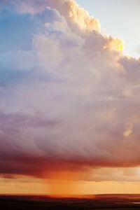 Scenic view of sea against dramatic sky