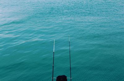 High angle view of fishing net in sea