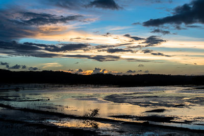 Scenic view of lake during sunset