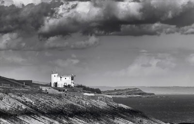 Scenic view of sea against cloudy sky