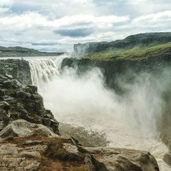 Scenic view of majestic waterfall