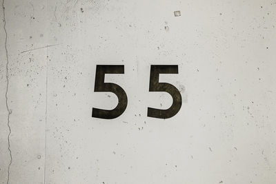 Close-up of text on brick wall