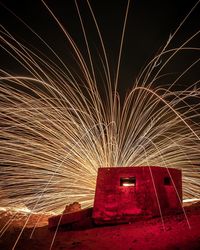 Firework display at night