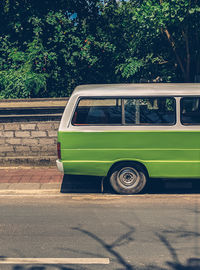 Bicycle parked on street in city