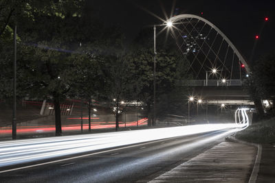 Light trails on street at night
