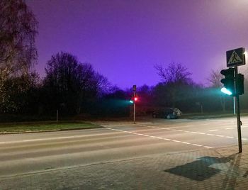 View of empty road at night