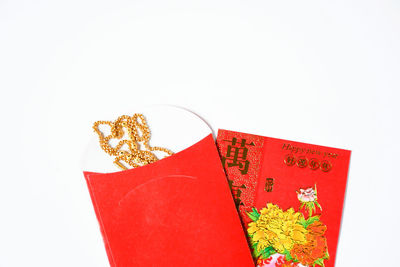 Close-up of red box over white background