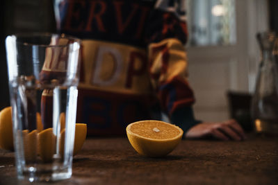 Close-up of wine glass on table