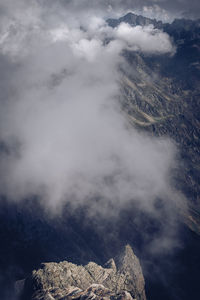 Beautiful view trom the top mountain peak in summer italy alps