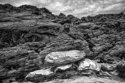 Rock formation on land against sky