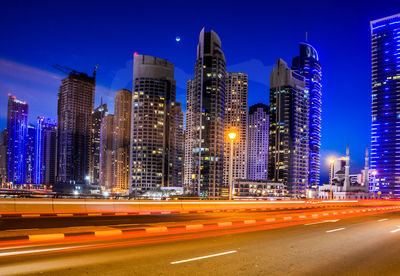 Light trails in city at night