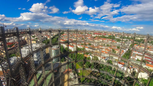 High angle view of townscape against sky