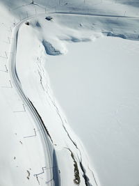 Aerial view of snow covered landscape