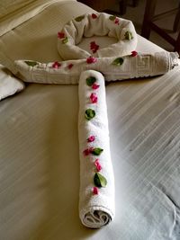 High angle view of dessert on table at home