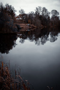 Scenic view of lake against sky