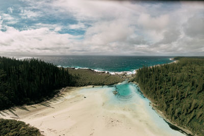 Scenic view of beach against sky