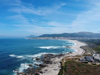 Scenic view of sea against blue sky