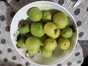 High angle view of fruits in bowl