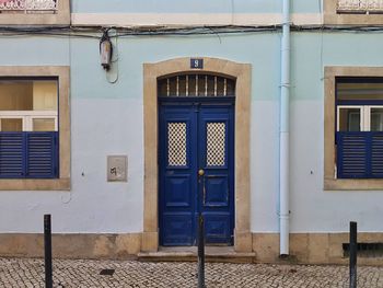 Closed door of building