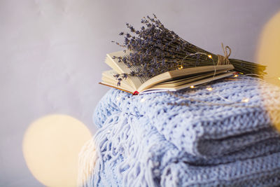 Close-up of open book on table