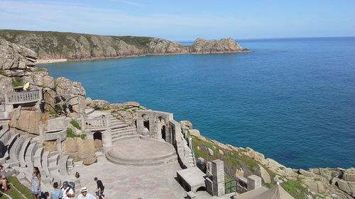 High angle view of ruins of sea