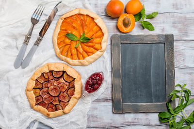 High angle view of orange fruit on table