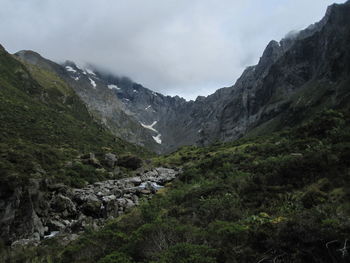 Scenic view of mountains against sky