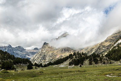 Panoramic view of mountains against sky