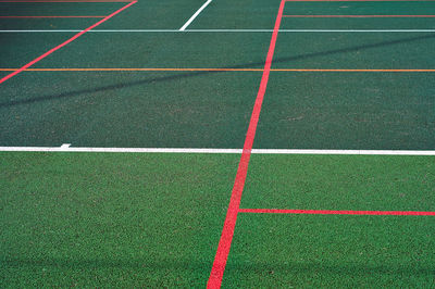 High angle view of soccer field