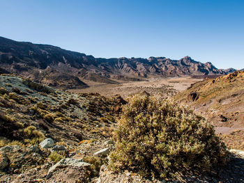 Scenic view of mountains against clear sky